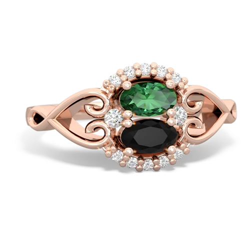 lab emerald-onyx antique keepsake ring