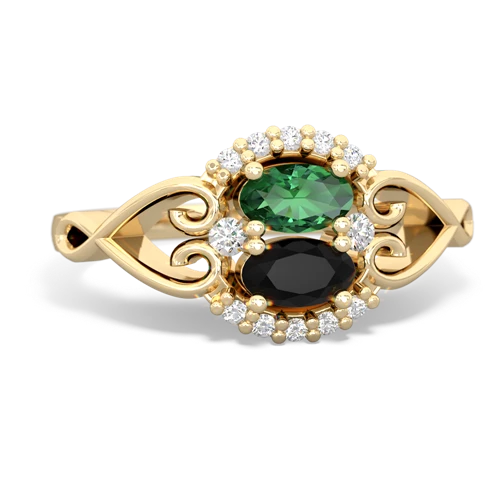 lab emerald-onyx antique keepsake ring