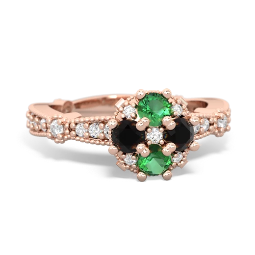 lab emerald-onyx art deco engagement ring