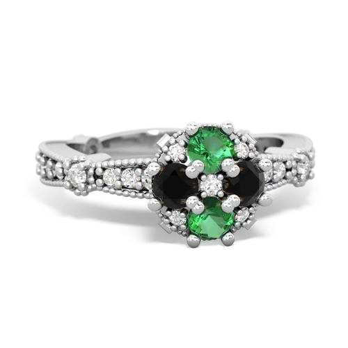 lab emerald-onyx art deco engagement ring