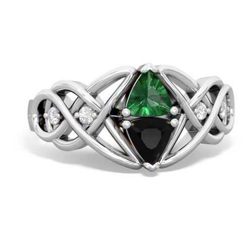lab emerald-onyx celtic knot ring