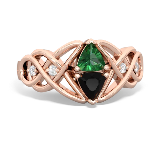 lab emerald-onyx celtic knot ring