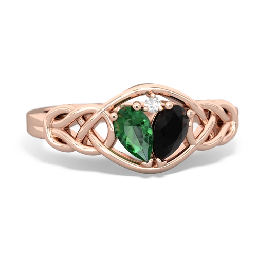 Lab Emerald Lab Created Emerald with Genuine Black Onyx Celtic Love Knot ring Ring