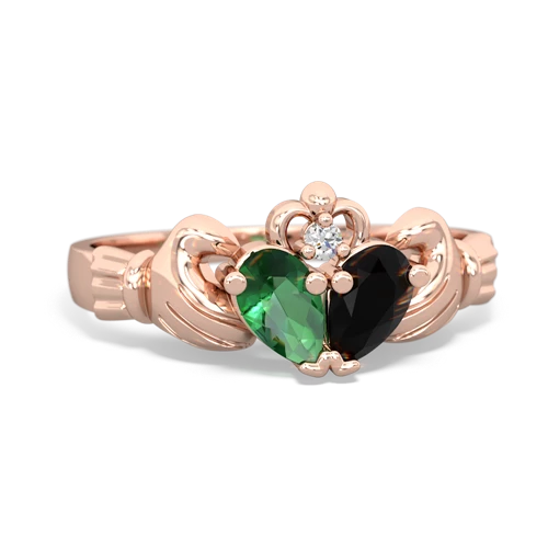 Lab Emerald Lab Created Emerald with Genuine Black Onyx Claddagh ring Ring
