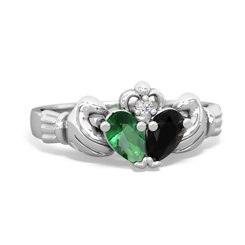 lab emerald-onyx claddagh ring