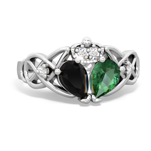 lab emerald-onyx claddagh ring