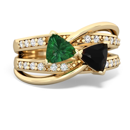 Lab Emerald Lab Created Emerald with Genuine Black Onyx Bowtie ring Ring
