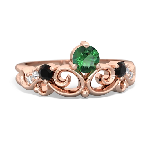 Lab Emerald Lab Created Emerald with Genuine Black Onyx and Genuine Smoky Quartz Crown Keepsake ring Ring