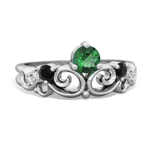 lab emerald-onyx crown keepsake ring