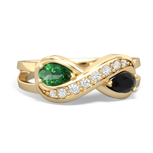 Lab Emerald Lab Created Emerald with Genuine Black Onyx Diamond Infinity ring Ring