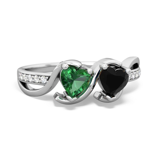 Lab Emerald Lab Created Emerald with Genuine Black Onyx Side by Side ring Ring