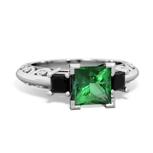 Lab Emerald Lab Created Emerald with Genuine Black Onyx and Genuine Peridot Art Deco ring Ring