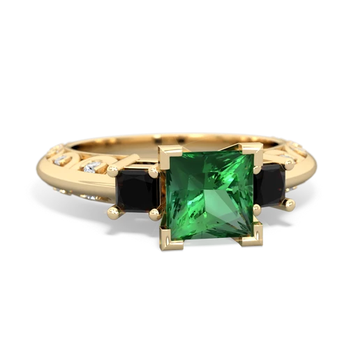 lab emerald-onyx engagement ring