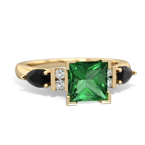 Lab Emerald Lab Created Emerald with Genuine Black Onyx and Genuine Citrine Engagement ring Ring