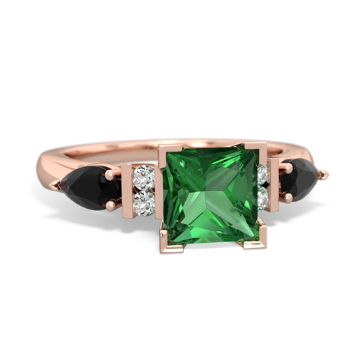 lab emerald-onyx engagement ring