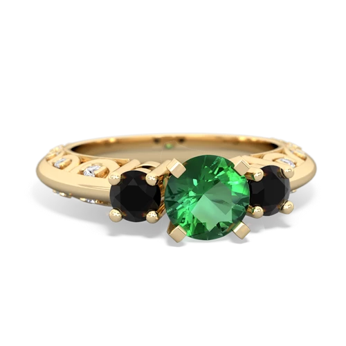 lab emerald-onyx engagement ring