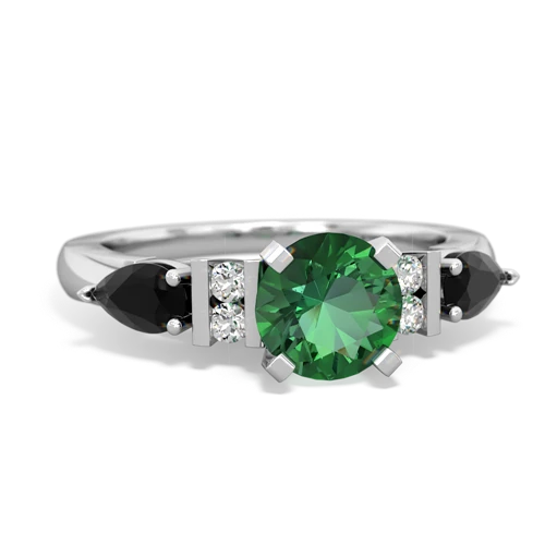 Lab Emerald Lab Created Emerald with Genuine Black Onyx and  Engagement ring Ring