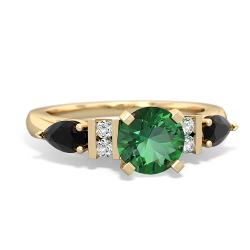 Lab Emerald Lab Created Emerald with Genuine Black Onyx and Genuine White Topaz Engagement ring Ring