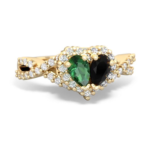 lab emerald-onyx engagement ring