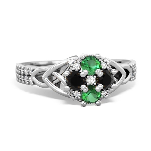 lab emerald-onyx engagement ring