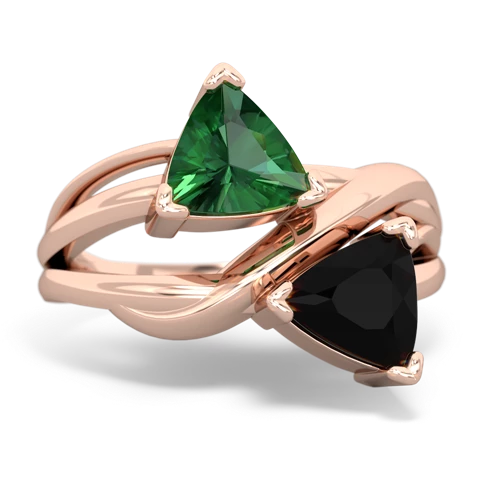 lab emerald-onyx filligree ring