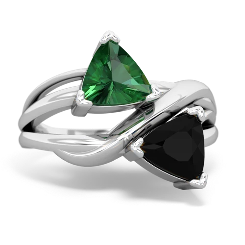 Lab Emerald Lab Created Emerald with Genuine Black Onyx Split Band Swirl ring Ring