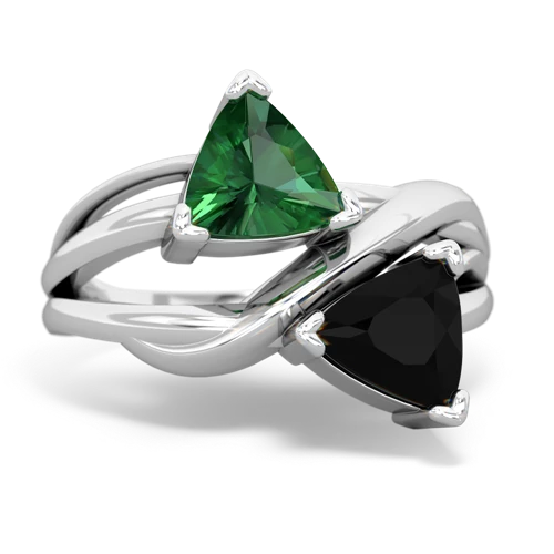 lab emerald-onyx filligree ring