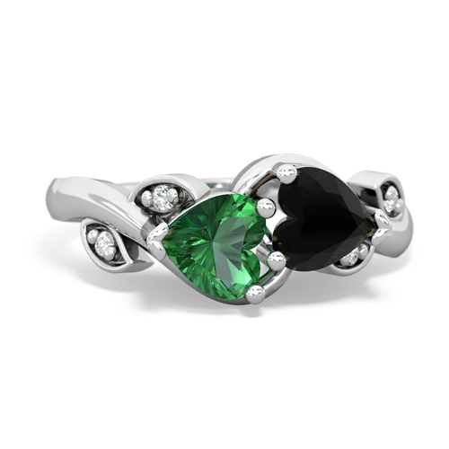 Lab Emerald Lab Created Emerald with Genuine Black Onyx Floral Elegance ring Ring