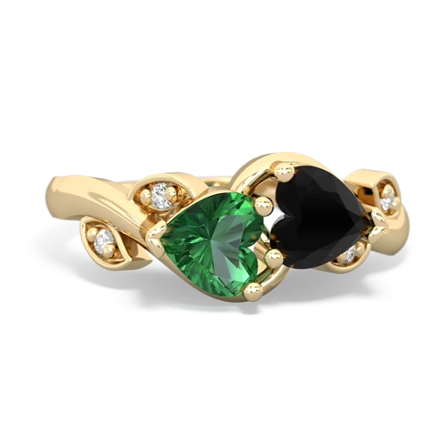 lab emerald-onyx floral keepsake ring