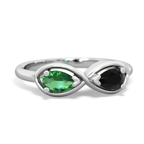 Lab Emerald Lab Created Emerald with Genuine Black Onyx Infinity ring Ring