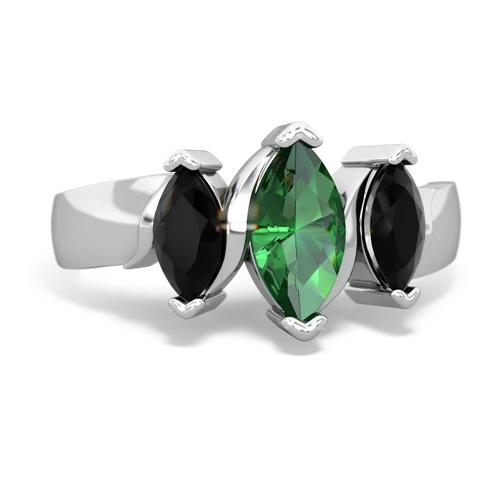 lab emerald-onyx keepsake ring