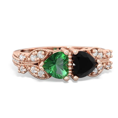lab emerald-onyx keepsake butterfly ring