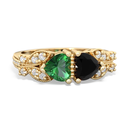 lab emerald-onyx keepsake butterfly ring