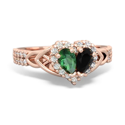 Lab Emerald Lab Created Emerald with Genuine Black Onyx Celtic Knot Engagement ring Ring