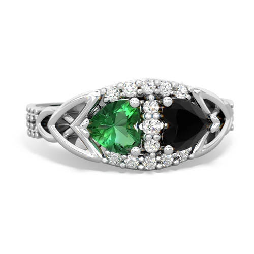 lab emerald-onyx keepsake engagement ring