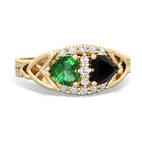 Lab Emerald Lab Created Emerald with Genuine Black Onyx Celtic Knot Engagement ring Ring