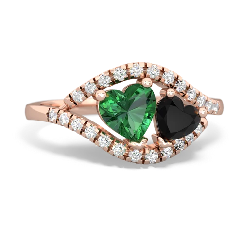 lab emerald-onyx mother child ring