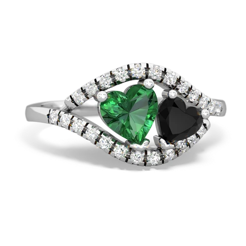 Lab Emerald Lab Created Emerald with Genuine Black Onyx Mother and Child ring Ring