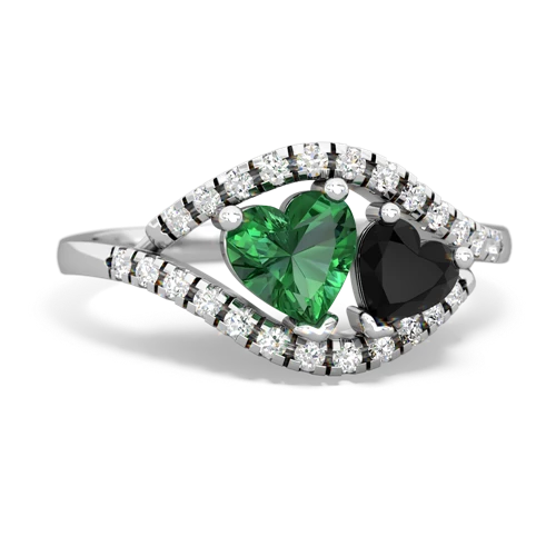 lab emerald-onyx mother child ring