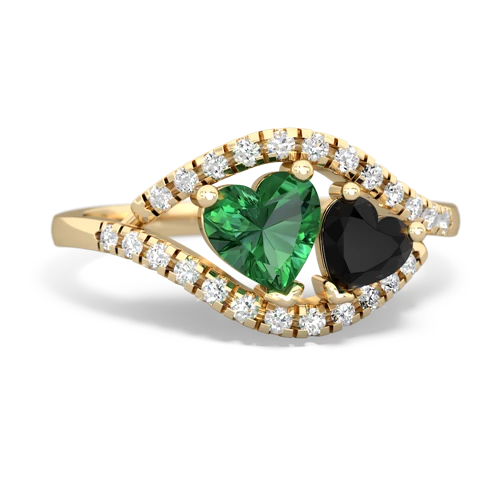 lab emerald-onyx mother child ring