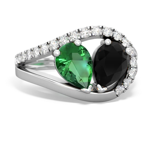 Lab Emerald Lab Created Emerald with Genuine Black Onyx Nestled Heart Keepsake ring Ring