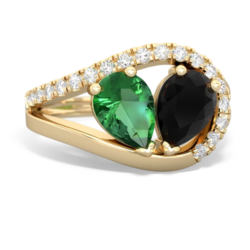 lab emerald-onyx pave heart ring