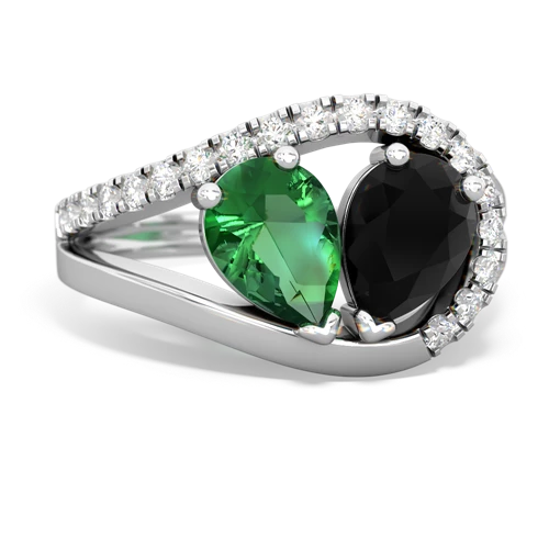 lab emerald-onyx pave heart ring