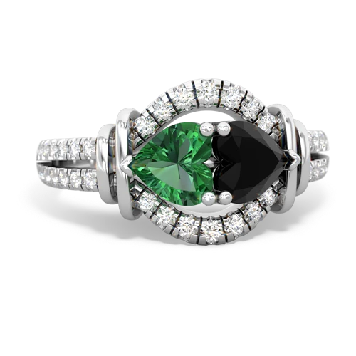 Lab Emerald Lab Created Emerald with Genuine Black Onyx Art-Deco Keepsake ring Ring