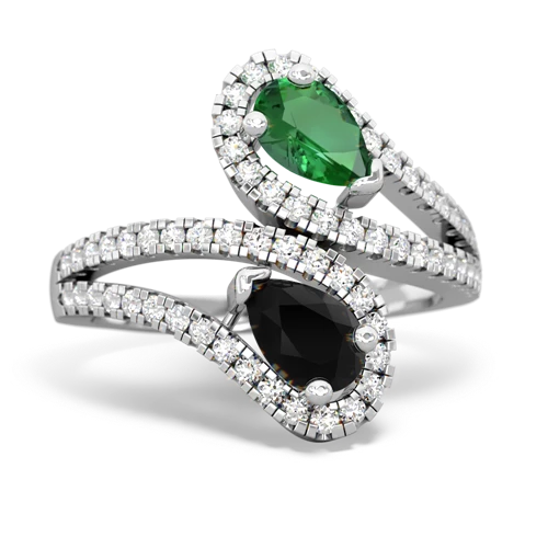 lab emerald-onyx pave swirls ring