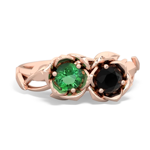lab emerald-onyx roses ring