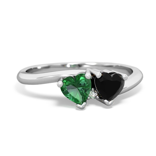 lab emerald-onyx sweethearts promise ring