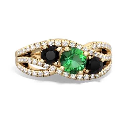 lab emerald-onyx three stone pave ring