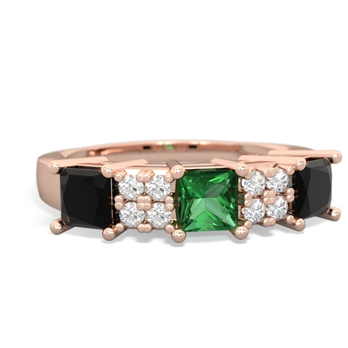 Lab Emerald Lab Created Emerald with Genuine Black Onyx and Genuine Peridot Three Stone ring Ring