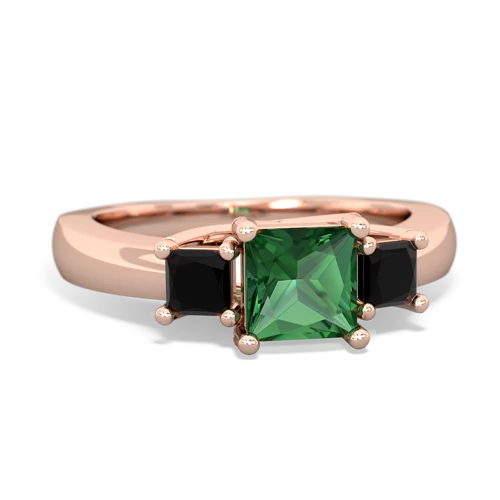 Lab Emerald Lab Created Emerald with Genuine Black Onyx and Genuine Ruby Three Stone Trellis ring Ring